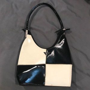 Black and Cream Vintage (90s) Faux Prada Purse